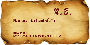 Maros Balambér névjegykártya
